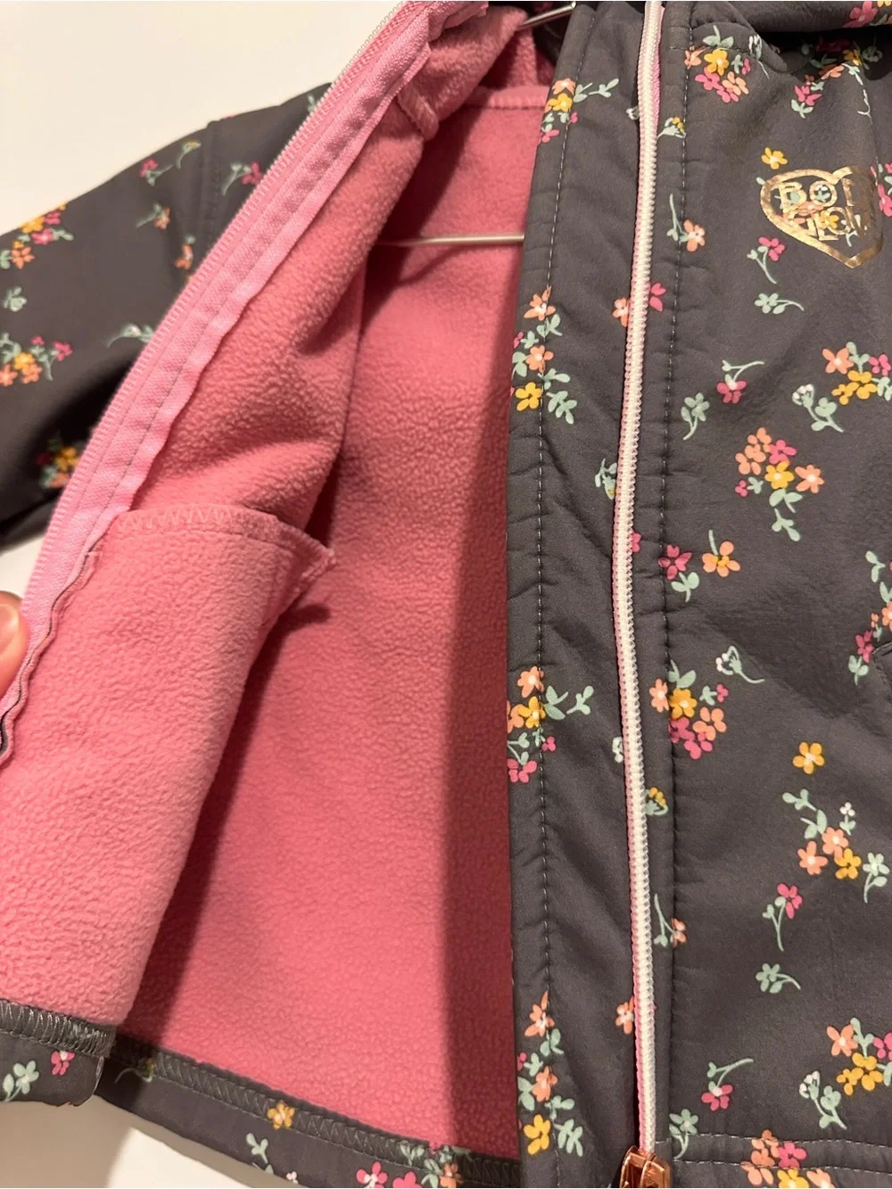 Body Glove Baby Girls' Charcoal Floral Hooded Jacket